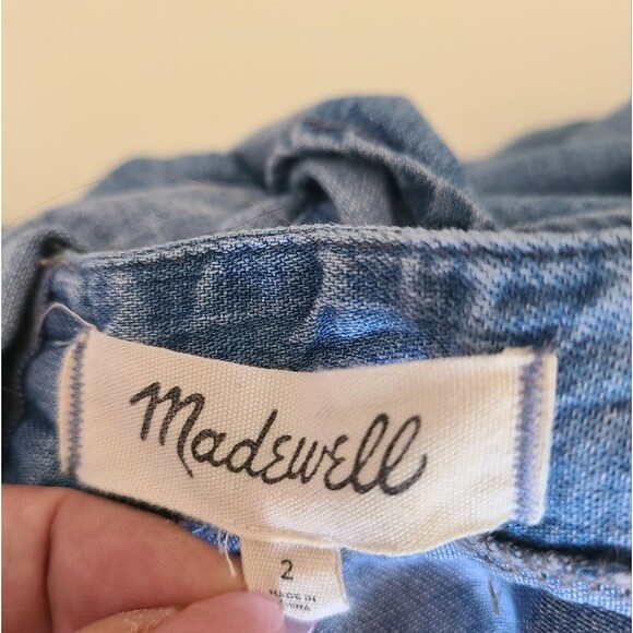 madewell denim apron bow-back jumpsuit womens size 2 - Picture 6 of 8